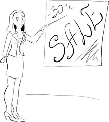 Vector sketch girl with words sale