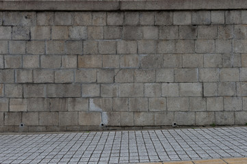 Fototapeta premium street wall background ,Industrial background, empty grunge urban street with warehouse brick wall