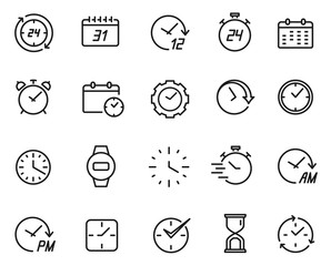 Time line icon set, schedule and data symbol
