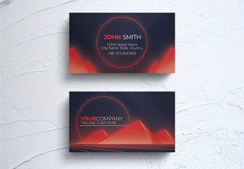Business Card Layout with Retro Pyramid Elements