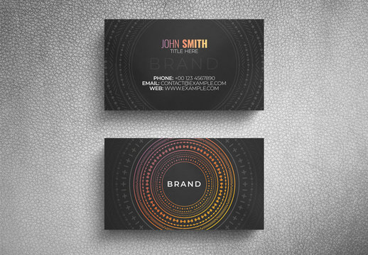 Business Card Layout with Circular Decorative Pattern