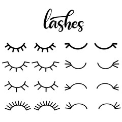Lashes lettering vector illustration