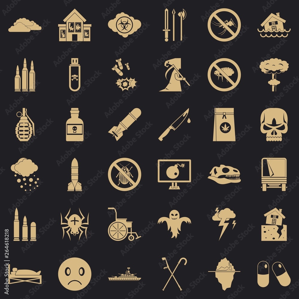 Poster crutch icons set. simple style of 36 crutch vector icons for web for any design