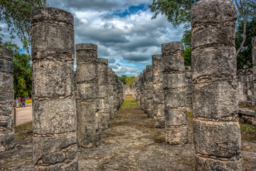 Columns in the Temple of a Thousand Warriors, Chichen Itza, Yucatan District, Mexico