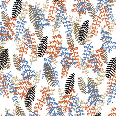 Leaves texture pattern.Watercolor floral background.