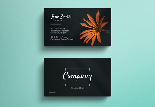 Simple Black Business Card Layout with Photograph Accent