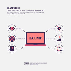Fototapeta premium Leadership concept for presentation, promotion, social media marketing, and more. Minimalist Leadership infographic with flat icon