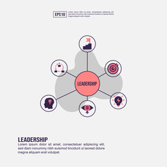 Leadership concept for presentation, promotion, social media marketing, and more. Minimalist Leadership infographic with flat icon