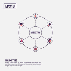 Marketing concept for presentation, promotion, social media marketing, and more. Minimalist Marketing infographic with flat icon
