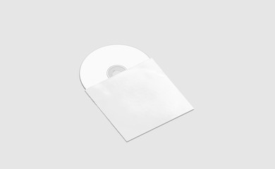 Blank white compact disk packaging mock up, isolated, side view, 3d rendering. Empty blu-ray disc...