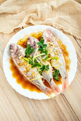 Chinese dish steamed red shirt fish
