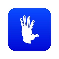 Obraz premium Election greeting hand icon blue vector isolated on white background