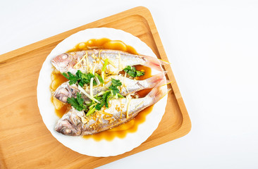 Chinese dish steamed red shirt fish