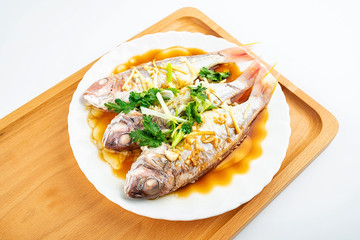 Chinese dish steamed red shirt fish