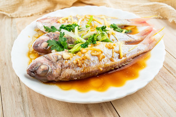 Chinese dish steamed red shirt fish