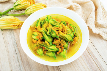 Chinese food, fried pumpkin flower
