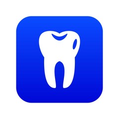 Tooth icon digital blue for any design isolated on white vector illustration