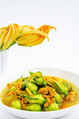 Chinese food, fried pumpkin flower