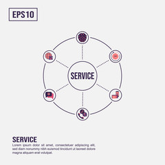 Service concept for presentation, promotion, social media marketing, and more. Minimalist Service infographic with flat icon