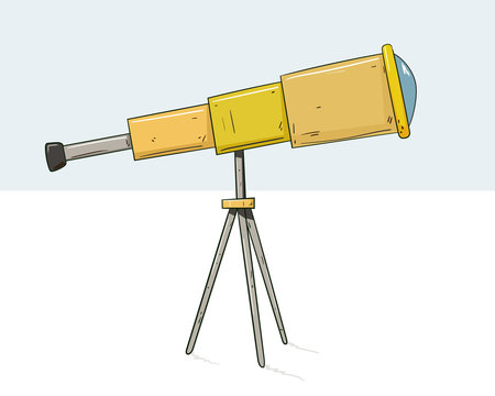 Hand drawn doodle cartoon telescope