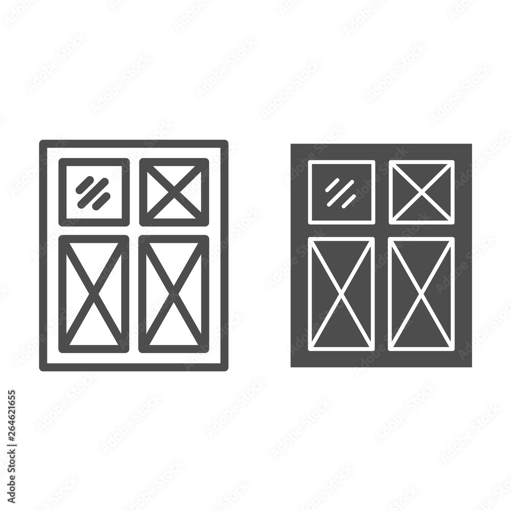 Poster window line and glyph icon. frame vector illustration isolated on white. glass outline style design,
