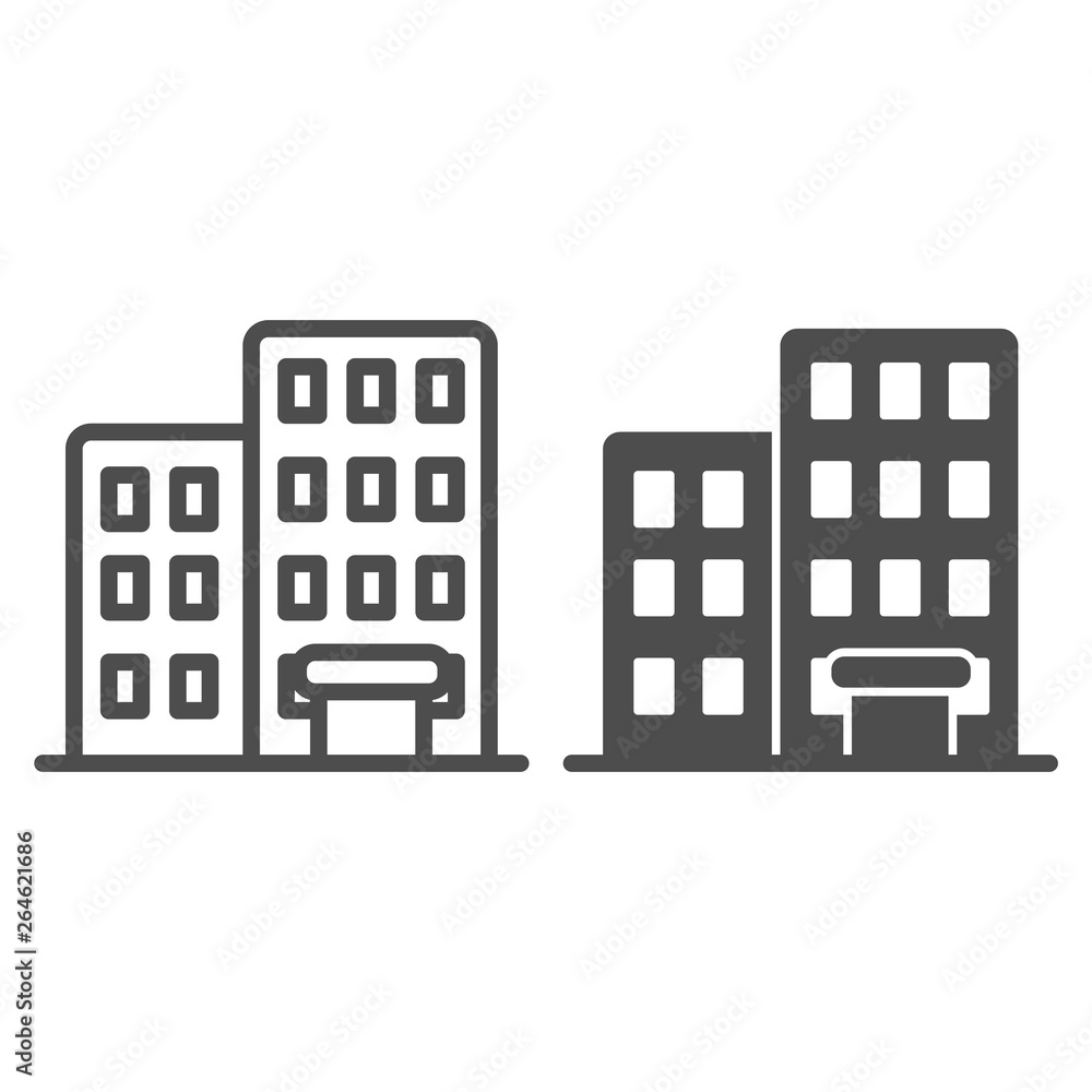 Poster building line and glyph icon. house vector illustration isolated on white. architecture outline styl