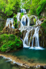 Amazing spring view of Krushuna Waterfalls, near the city of Lovech, Bulgaria