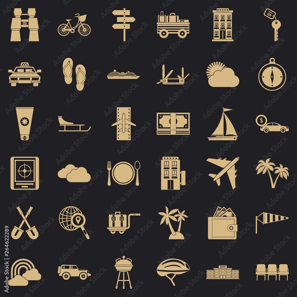 Poster hotel icons set. simple style of 36 hotel vector icons for web for any design