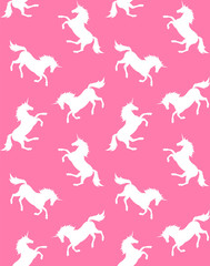 vector seamless white unicorn pattern isolated on pink background 