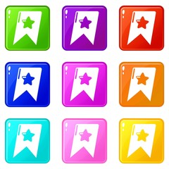 Bookmark browser icons set 9 color collection isolated on white for any design