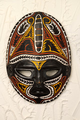 Papua New Guinea Tubuan ceremonial mask of ancestor spirit with ochre from the Sepik river