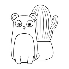 panda bear animal with cactus in pot