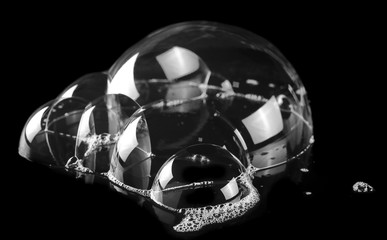 foam, bubble isolated on black, with clipping path texture and background