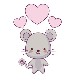 Obraz na płótnie Canvas cute mouse animal with hearts love