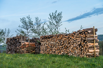 Brennholz im Stapel aufgesetzt © focus finder