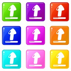 Upload icons set 9 color collection isolated on white for any design