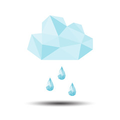 Polygon Rain with Cloud Icon on white background