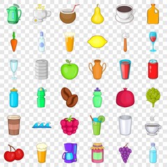 Cold drink icons set. Cartoon style of 36 cold drink vector icons for web for any design