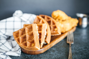 Chicken and Waffles with Syrup