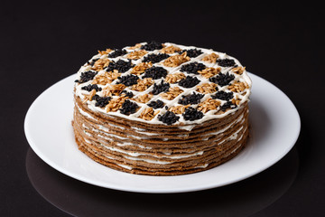 liver cake on a dark stone background