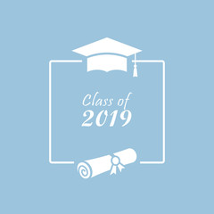 Class of 2019 vector card with text frame