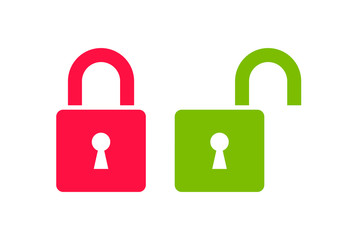 Closed red padlock and open green icon