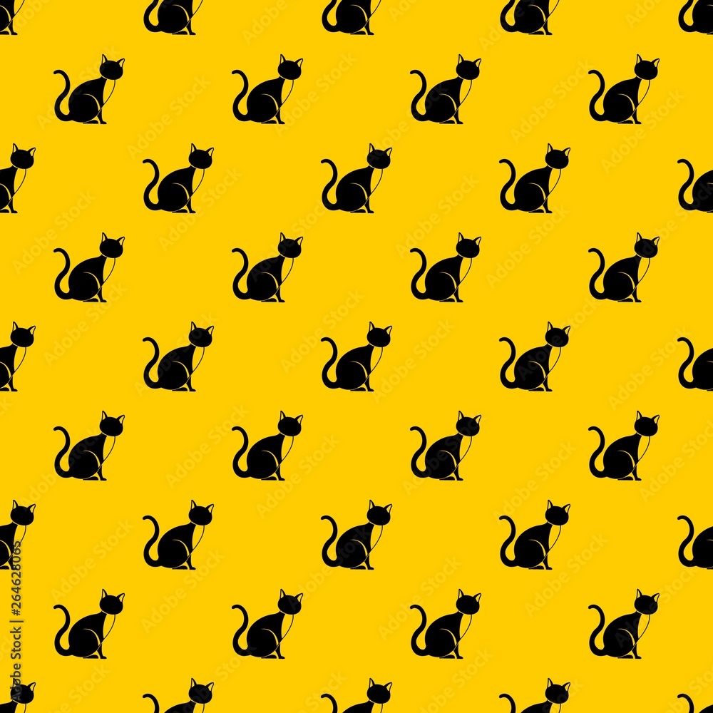 Poster black cat pattern seamless vector repeat geometric yellow for any design