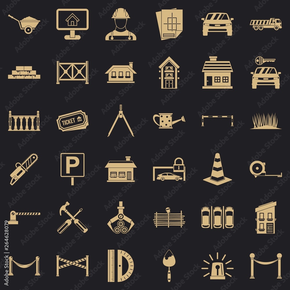 Poster fence icons set. simple style of 36 fence vector icons for web for any design