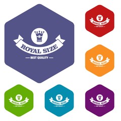 Fototapeta premium Crown decoration icons vector colorful hexahedron set collection isolated on white 