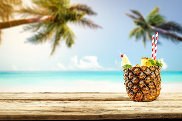 Fresh pineapple fruit and summer time 