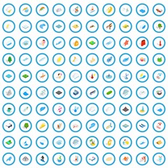 100 water icons set in isometric 3d style for any design vector illustration