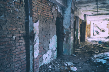 Fototapeta na wymiar Interior of the abandoned building