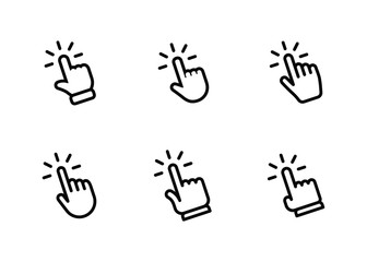 Hand clicking icon set. Finger click pointer.