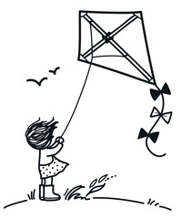 Little girl flying in the sky with book - Dibustock